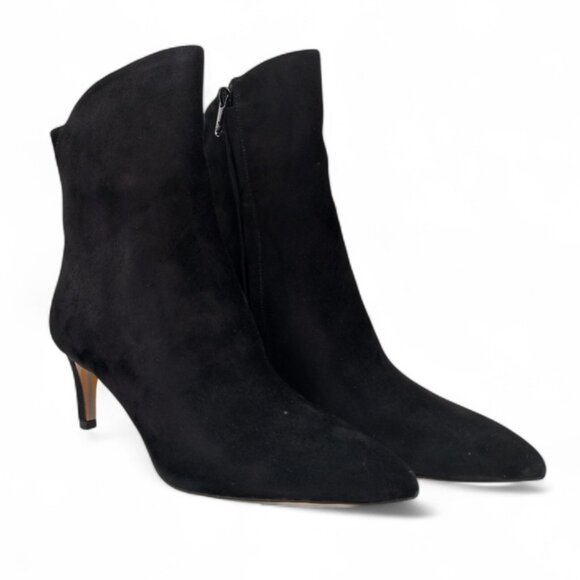 Sam Edelman Usha Size 8.5 M Black Suede Pointed Toe Stiletto Heel Ankle Bootie - Picture 2 of 13